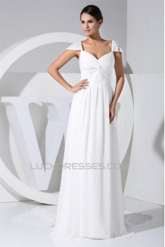 Sheath/Column Cap Sleeve Chiffon Wedding Dresses 2030105