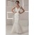 V-Neck Sleeveless Mermaid/Trumpet Satin Lace Fine Netting Wedding Dresses 2031050