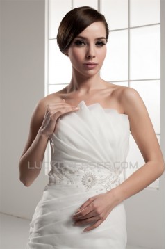 A-Line Sleeveless Strapless Beaded Wedding Dresses 2031051