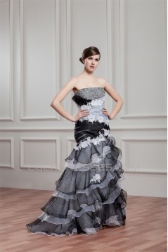 Sleeveless Mermaid/Trumpet Satin Organza Wedding Dresses 2031053