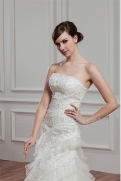 Wholesale Strapless Satin Organza Sleeveless A-Line Wedding Dresses 2031056