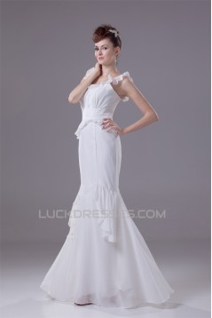 Mermaid/Trumpet Floor-Length Chiffon Sleeveless Best Wedding Dresses 2030106