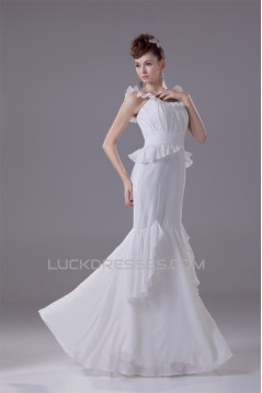 Mermaid/Trumpet Floor-Length Chiffon Sleeveless Best Wedding Dresses 2030106