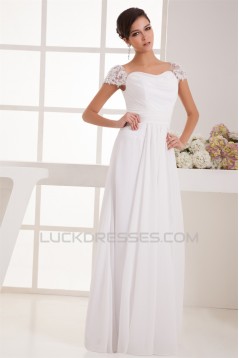 Wonderful A-Line Square Chiffon Lace Floor-Length Wedding Dresses 2031062