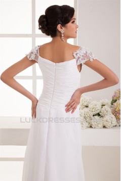 Wonderful A-Line Square Chiffon Lace Floor-Length Wedding Dresses 2031062