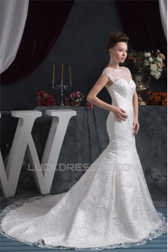 Wonderful Satin Lace Mermaid/Trumpet Wedding Dresses 2031067