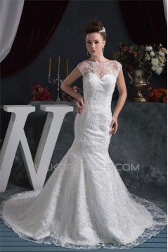 Wonderful Satin Lace Mermaid/Trumpet Wedding Dresses 2031067