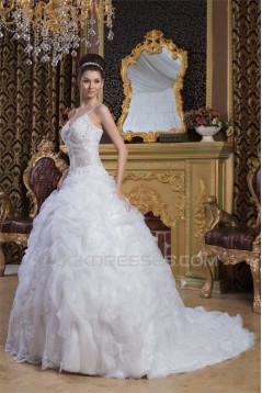 Wonderful Satin Sleeveless Spaghetti Straps A-Line Beaded Wedding Dresses 2031069