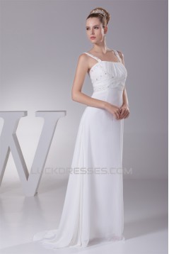 A-Line Chiffon Spaghetti Straps Beaded Wedding Dresses 2030107