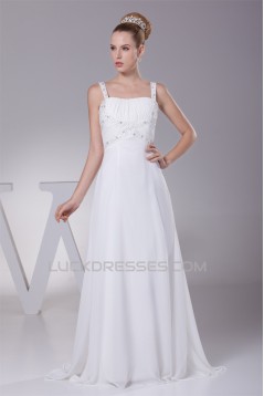 A-Line Chiffon Spaghetti Straps Beaded Wedding Dresses 2030107