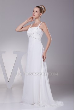 A-Line Chiffon Spaghetti Straps Beaded Wedding Dresses 2030107