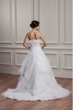Wonderful Satin Strapless Sleeveless A-Line Beaded Wedding Dresses 2031070