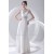 A-Line V-Neck Elastic Woven Satin Floor-Length Beaded Sequin Wedding Dresses 2031099
