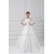 A-Line V-Neck Half Elbow Sleeve Lace Taffeta Embellished Wedding Dresses 2031100