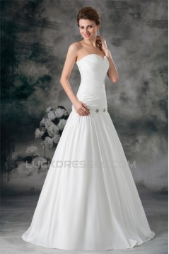 Amazing A-Line Sleeveless Satin Sweetheart Beaded Wedding Dresses 2031101