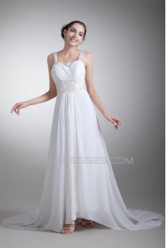 Amazing A-Line Straps Chiffon Elastic Woven Satin Wedding Dresses 2031103