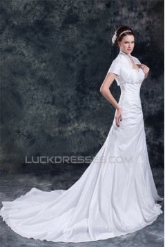 Amazing A-Line Sweetheart Taffeta Beaded Wedding Dresses with A Short Sleeve Jacket 2031104