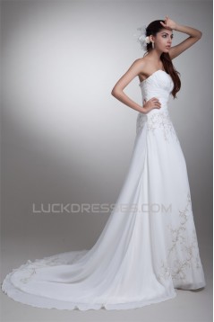 Amazing Chiffon Satin Sleeveless Sweetheart A-Line Wedding Dresses 2031107