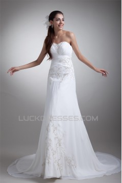 Amazing Chiffon Satin Sleeveless Sweetheart A-Line Wedding Dresses 2031107