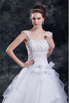 Amazing Satin Organza A-Line Straps Embellished Wedding Dresses 2031110