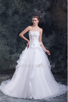 Amazing Satin Organza A-Line Straps Embellished Wedding Dresses 2031110