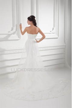 Amazing Sleeveless Satin Fine Netting Trumpet/Mermaid Sweetheart Wedding Dresses 2031115