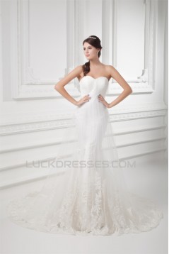 Amazing Sleeveless Satin Fine Netting Trumpet/Mermaid Sweetheart Wedding Dresses 2031115