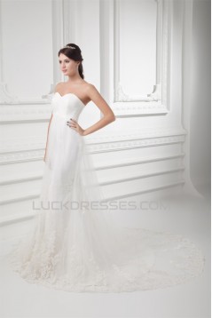 Amazing Sleeveless Satin Fine Netting Trumpet/Mermaid Sweetheart Wedding Dresses 2031115