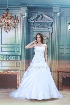 attractive Sleeveless Satin Straps A-Line Most Beautiful Wedding Dresses 2031121