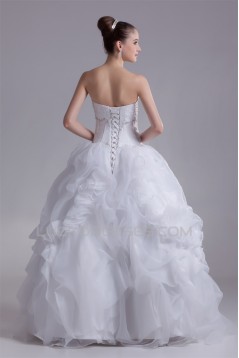 Ball Gown Sleeveless Satin Organza Sweetheart Beaded Wedding Dresses 2031124