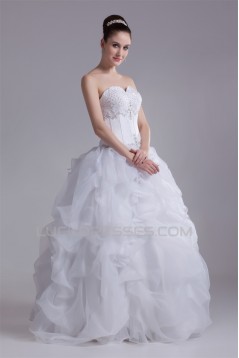 Ball Gown Sleeveless Satin Organza Sweetheart Beaded Wedding Dresses 2031124
