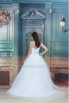 Beautiful Ball Gown Soft Sweetheart Satin Fine Netting Wedding Dresses 2031129