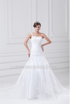 Beautiful Sleeveless A-Line One-Shoulder Wedding Dresses 2031133