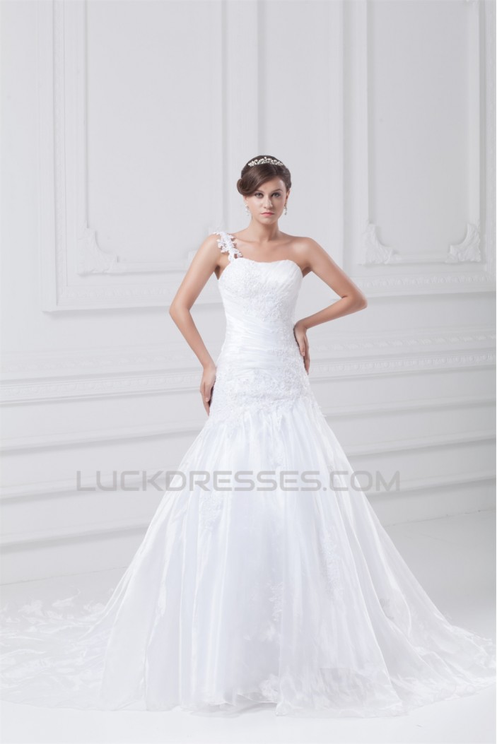 Beautiful Sleeveless A-Line One-Shoulder Wedding Dresses 2031133