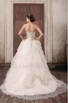 Beautiful Sweetheart Ball Gown Satin Organza Sleeveless Wedding Dresses 2031137