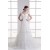 Bowl A-Line Capped Sleeves Satin Fine Netting Lace Wedding Dresses 2031138