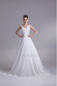 Breathtaking A-Line Taffeta V-Neck Sleeveless Sweet Wedding Dresses 2031140