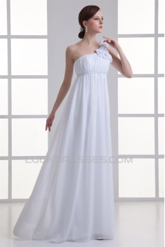 Brush Sweep Train Chiffon One-Shoulder Wedding Dresses Maternity Wedding Dresses 2031144