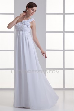 Brush Sweep Train Chiffon One-Shoulder Wedding Dresses Maternity Wedding Dresses 2031144