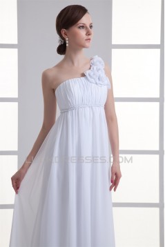 Brush Sweep Train Chiffon One-Shoulder Wedding Dresses Maternity Wedding Dresses 2031144
