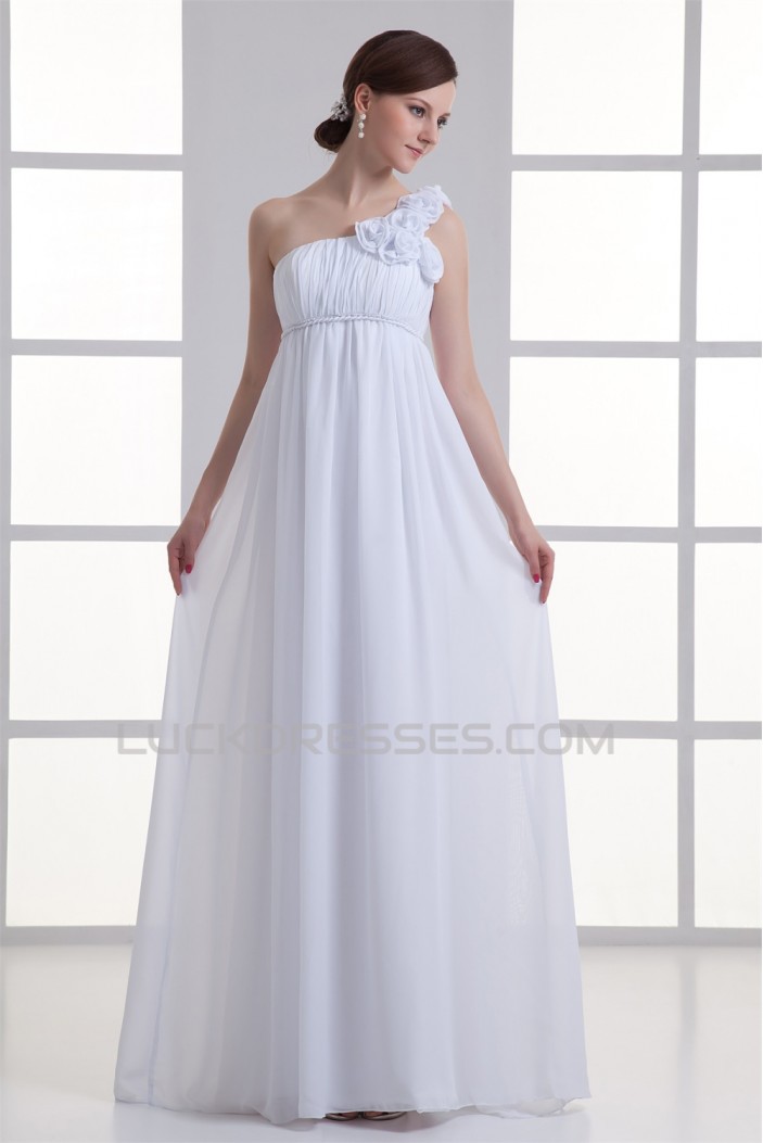 Brush Sweep Train Chiffon One-Shoulder Wedding Dresses Maternity Wedding Dresses 2031144