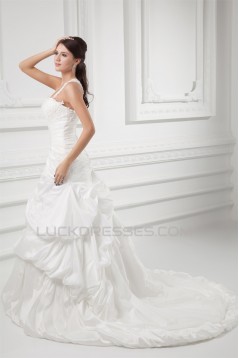 Charming Straps Taffeta Sleeveless A-Line Embellished Wedding Dresses 2031148