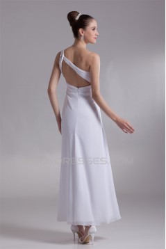 Chiffon Satin One-Shoulder Sheath/Column Reception Wedding Dresses 2031151