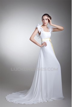 Chiffon Satin Sleeveless Straps A-Line New Arrival Wedding Dresses 2031154