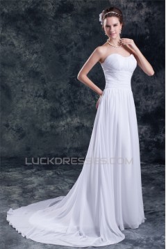 Chiffon Satin Sleeveless Sweetheart A-Line Best Wedding Dresses 2031155
