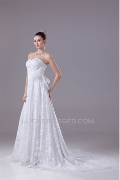 A-Line Sweetheart Beaded Lace Court Train Wedding Dresses 2030116