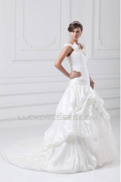Fantastic Straps Sleeveless A-Line Taffeta Wedding Dresses 2031184