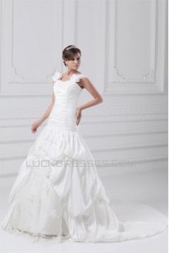Fantastic Straps Sleeveless A-Line Taffeta Wedding Dresses 2031184