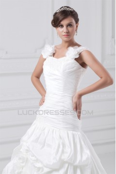 Fantastic Straps Sleeveless A-Line Taffeta Wedding Dresses 2031184