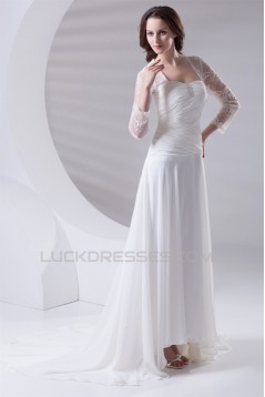 Fantastic Sweetheart A-Line Chiffon Lace 3/4 Length Sleeve Wedding Dresses 2031185